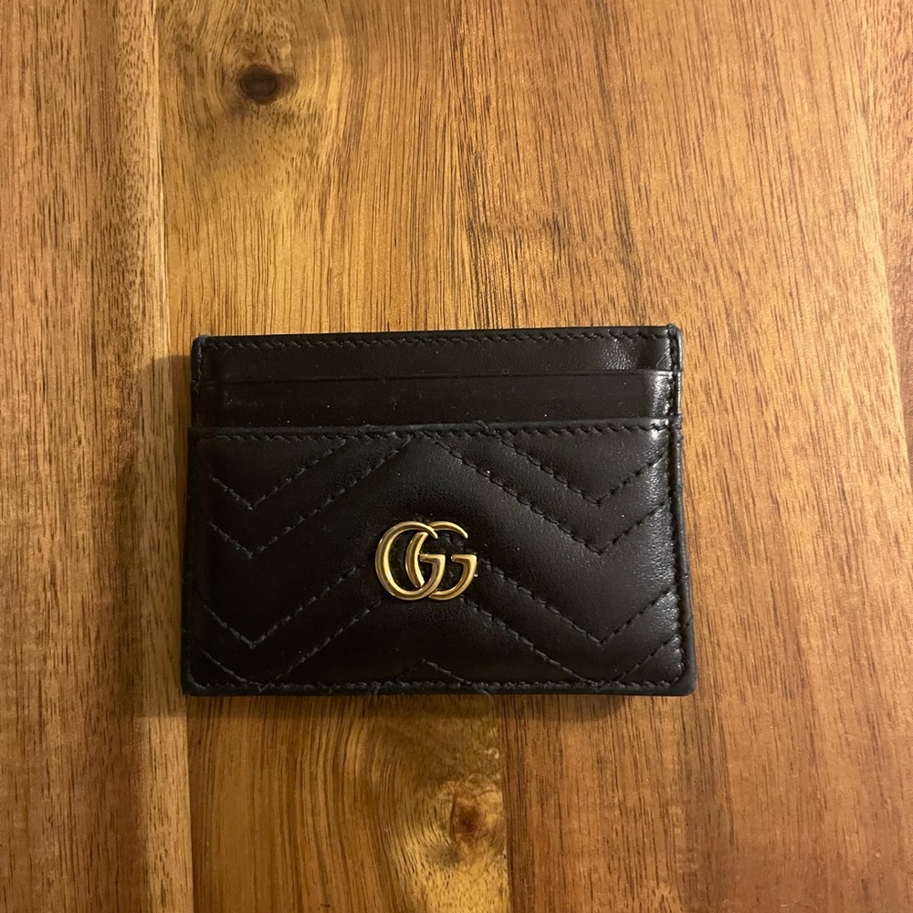 Black leather card holder